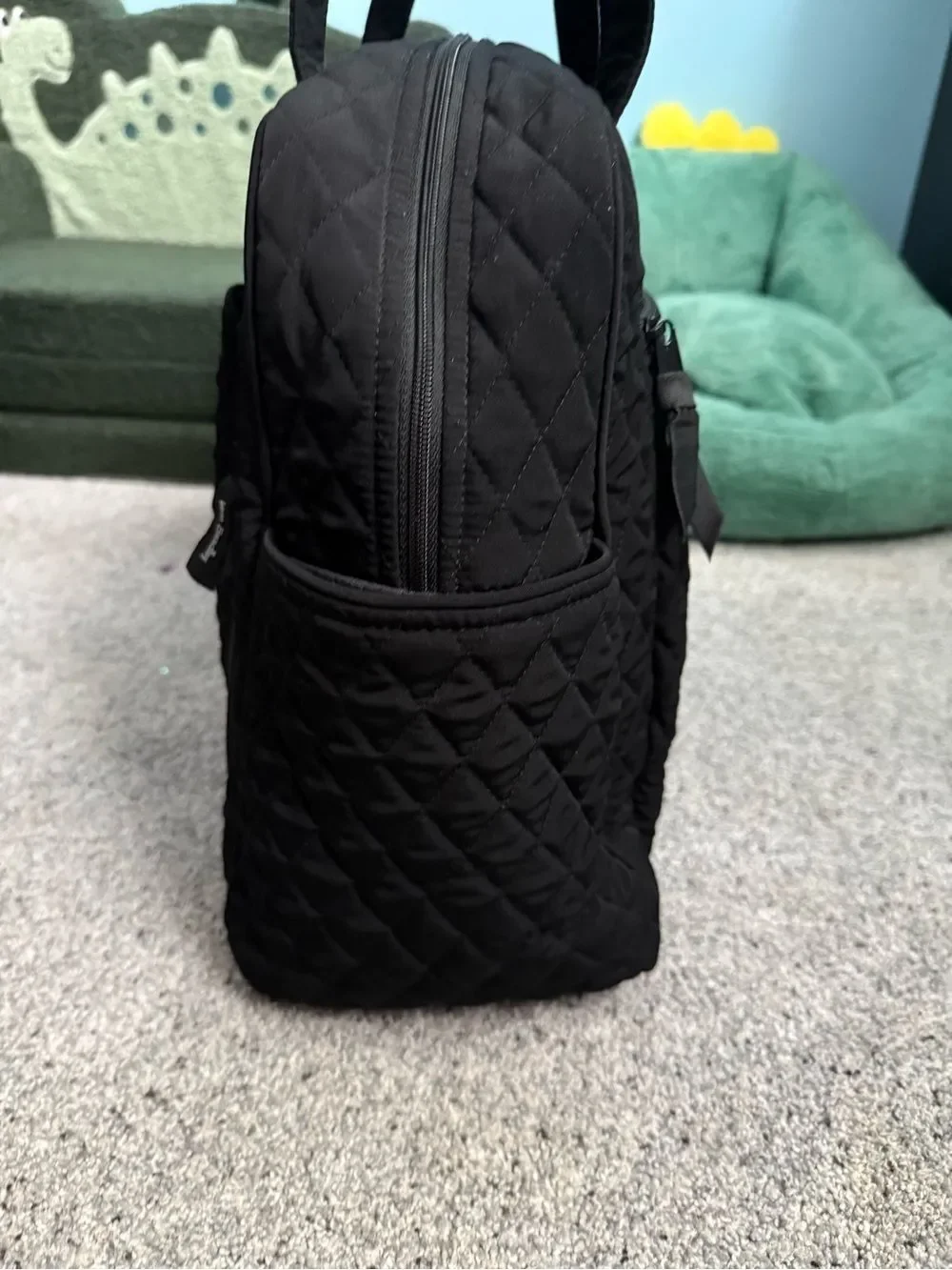 Vera Bradley Quilted Black Baby Bag with attached changing pad